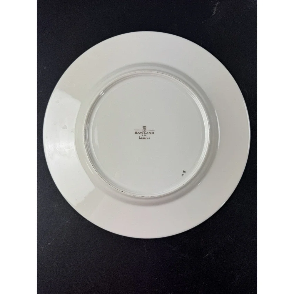Haviland USA Laserre‎ Dinner Plates Floral Gold Trim Set of 3